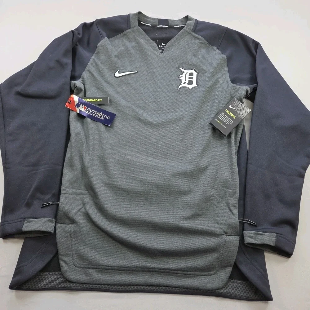 Nike Baseball Detroit Tigers Therma Dri-fit Pullover Men Small Pockets NEW
